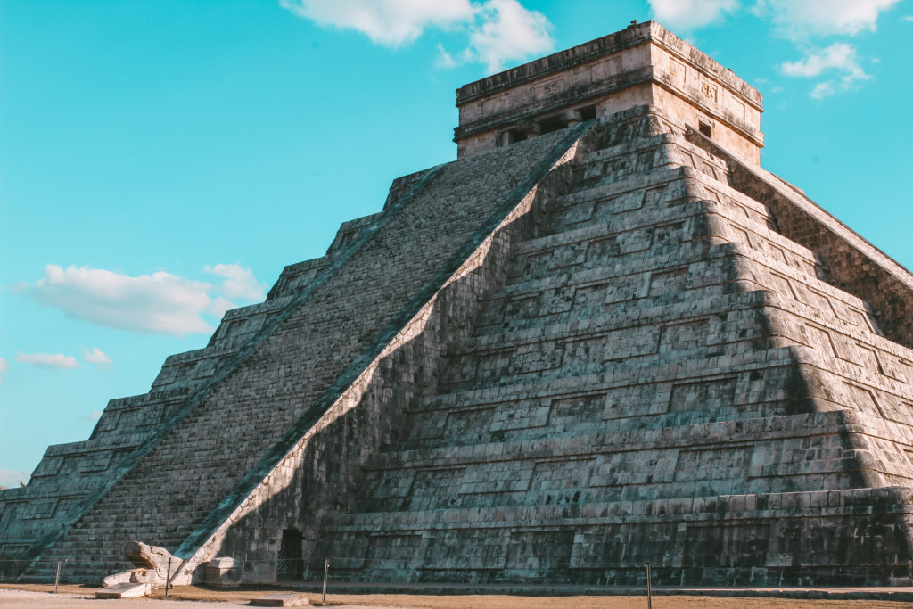The beautiful Chichen Itza in Mexico, a stone temple built to play with shadows and the sun during an equinox. This image is featured in the Sky Bird Travel & Tours blog, "The Autumn Equinox," which describes the best places to view the fall equinox and how the festival started.