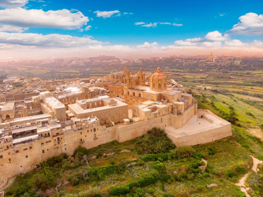 Featured in Europe's Hidden Gems by Sky Bird Travel & Tours this image shows Mdina city in Malta, Italy which is a fortress city.