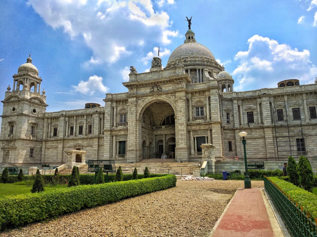 Featured in Top 10 Indian Cities by Sky Bird Travel & Tours, this image shows Victoria Memorial hall in Kolkata, India.