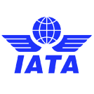 IATA logo: blue globe with wings and the letters IATA, representing the International Air Transport Association