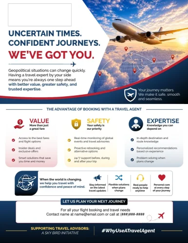 travel agent editable flyer skybird